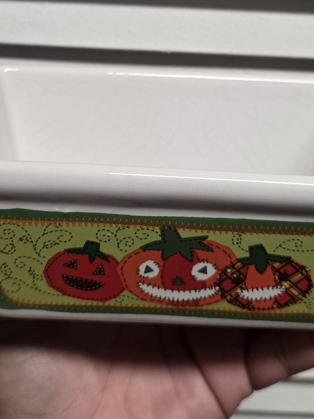 Mini Ceramic Rectangle Loaf Pan Pumpkin Jack-O-Lantern